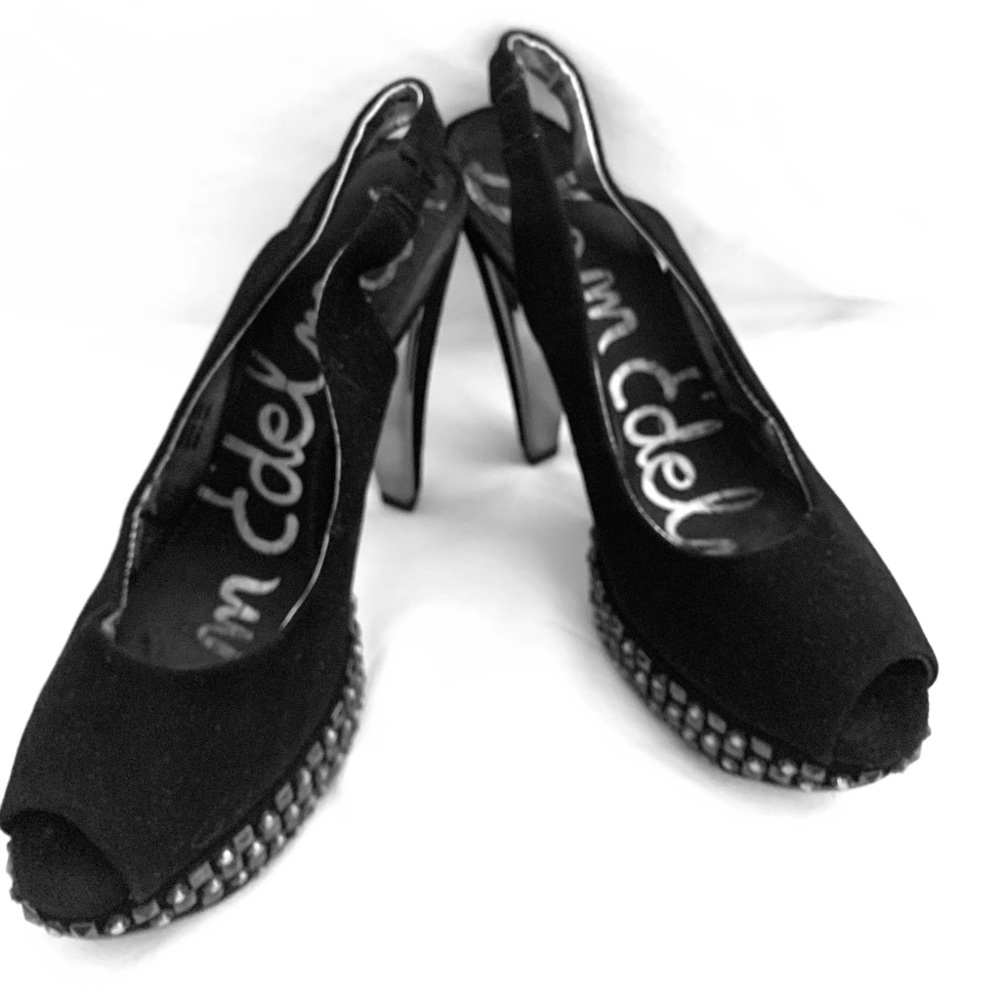 Sam Edelman Black Suede Studded Platforms